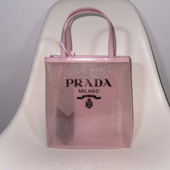 Prada NWT Pink Sequined Mesh Mini Tote - Picture 1 of 4
